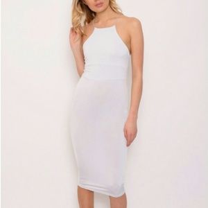 Rare London Gray Cross Back Bodycon Midi Dress